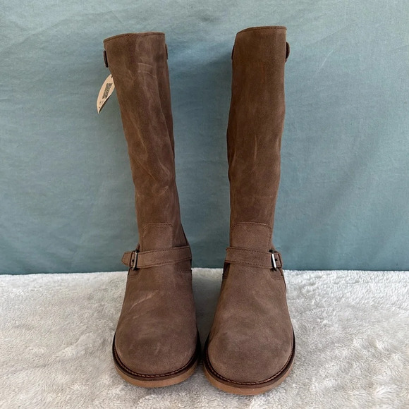 NWT LA CANADIENNE WOMEN COLLEN WATERPROOF TAUPE MOTO BIKER LUG BOOTS SZ 7 - Picture 1 of 8